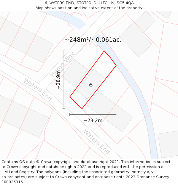 6, WATERS END, STOTFOLD, HITCHIN, SG5 4QA: Plot and title map