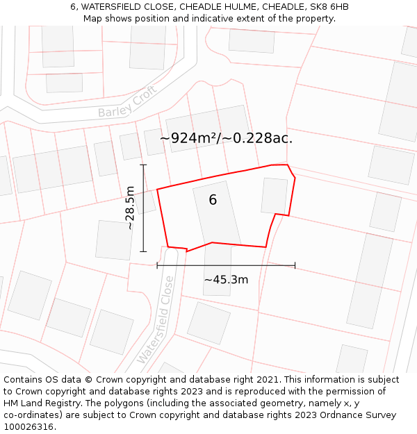 6, WATERSFIELD CLOSE, CHEADLE HULME, CHEADLE, SK8 6HB: Plot and title map