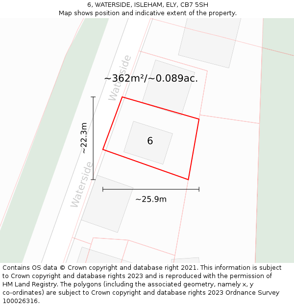 6, WATERSIDE, ISLEHAM, ELY, CB7 5SH: Plot and title map