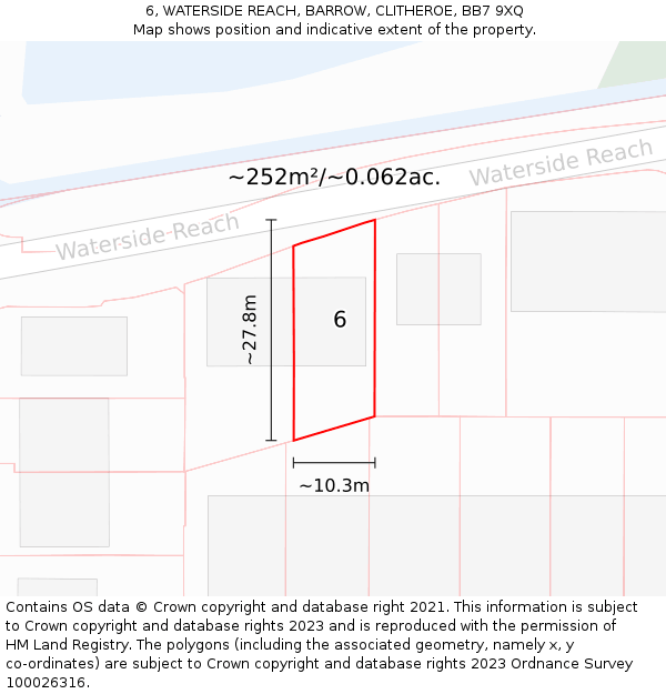 6, WATERSIDE REACH, BARROW, CLITHEROE, BB7 9XQ: Plot and title map