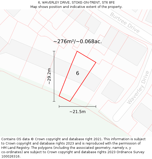 6, WAVERLEY DRIVE, STOKE-ON-TRENT, ST6 8FE: Plot and title map