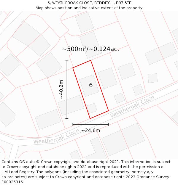 6, WEATHEROAK CLOSE, REDDITCH, B97 5TF: Plot and title map