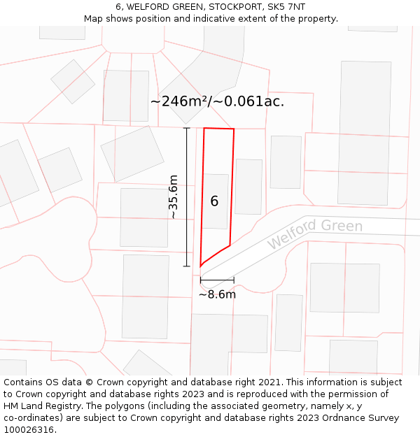 6, WELFORD GREEN, STOCKPORT, SK5 7NT: Plot and title map