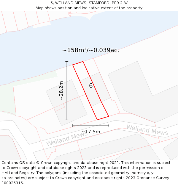 6, WELLAND MEWS, STAMFORD, PE9 2LW: Plot and title map