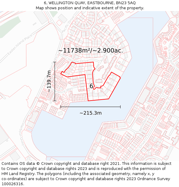 6, WELLINGTON QUAY, EASTBOURNE, BN23 5AQ: Plot and title map