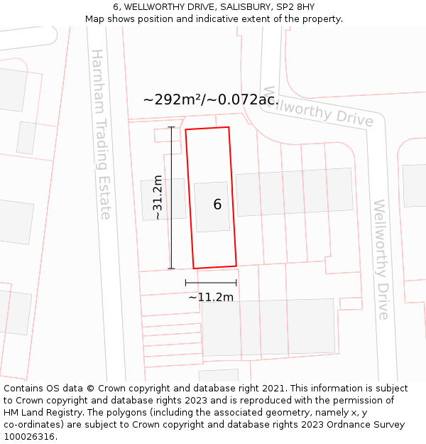 6, WELLWORTHY DRIVE, SALISBURY, SP2 8HY: Plot and title map