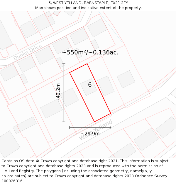 6, WEST YELLAND, BARNSTAPLE, EX31 3EY: Plot and title map