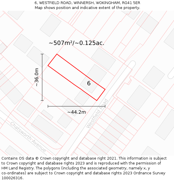 6, WESTFIELD ROAD, WINNERSH, WOKINGHAM, RG41 5ER: Plot and title map