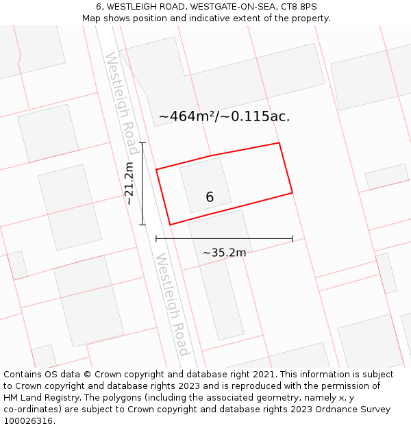 6, WESTLEIGH ROAD, WESTGATE-ON-SEA, CT8 8PS: Plot and title map