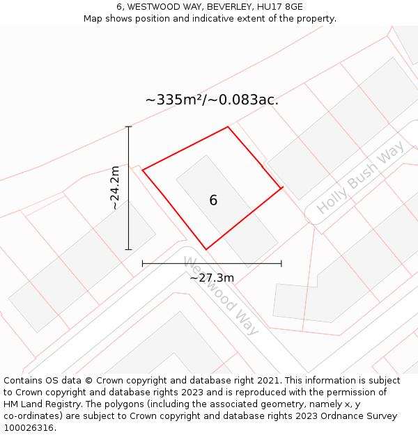 6, WESTWOOD WAY, BEVERLEY, HU17 8GE: Plot and title map