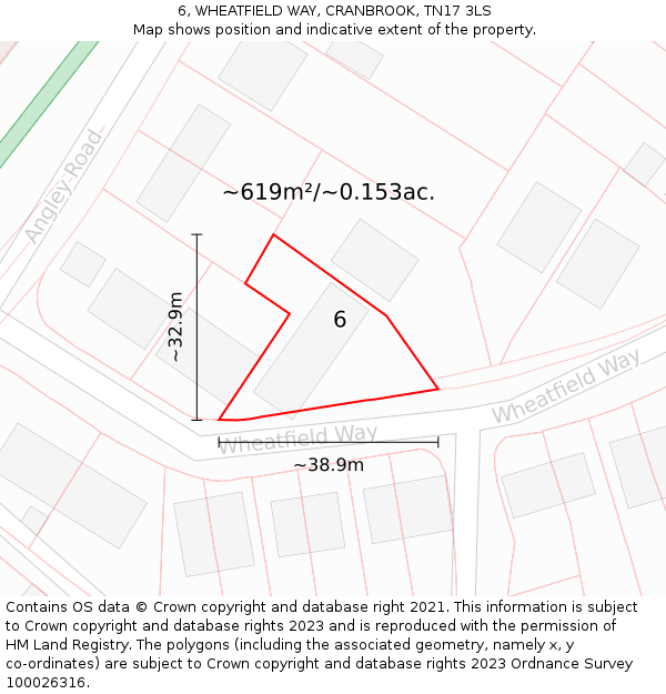6, WHEATFIELD WAY, CRANBROOK, TN17 3LS: Plot and title map