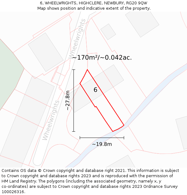 6, WHEELWRIGHTS, HIGHCLERE, NEWBURY, RG20 9QW: Plot and title map