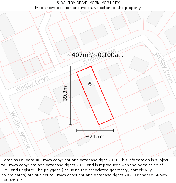 6, WHITBY DRIVE, YORK, YO31 1EX: Plot and title map