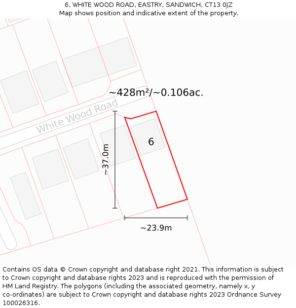 6, WHITE WOOD ROAD, EASTRY, SANDWICH, CT13 0JZ: Plot and title map