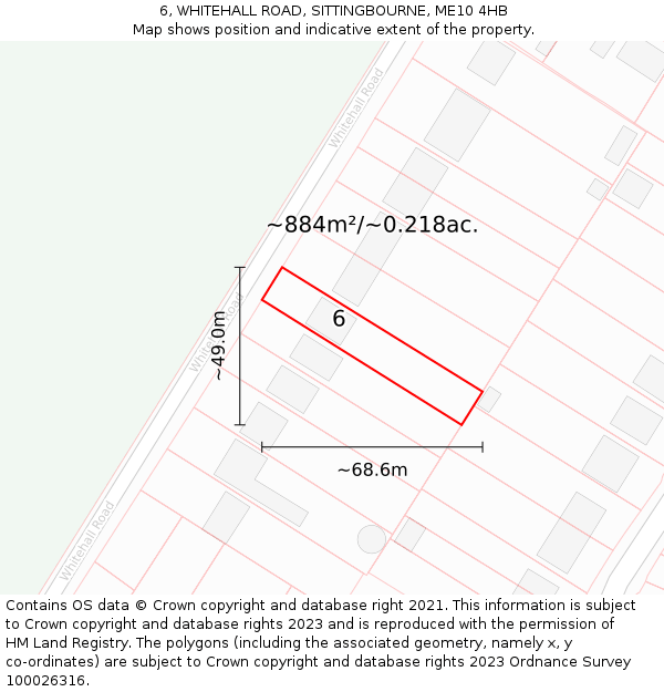 6, WHITEHALL ROAD, SITTINGBOURNE, ME10 4HB: Plot and title map