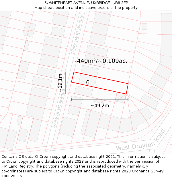 6, WHITEHEART AVENUE, UXBRIDGE, UB8 3EP: Plot and title map