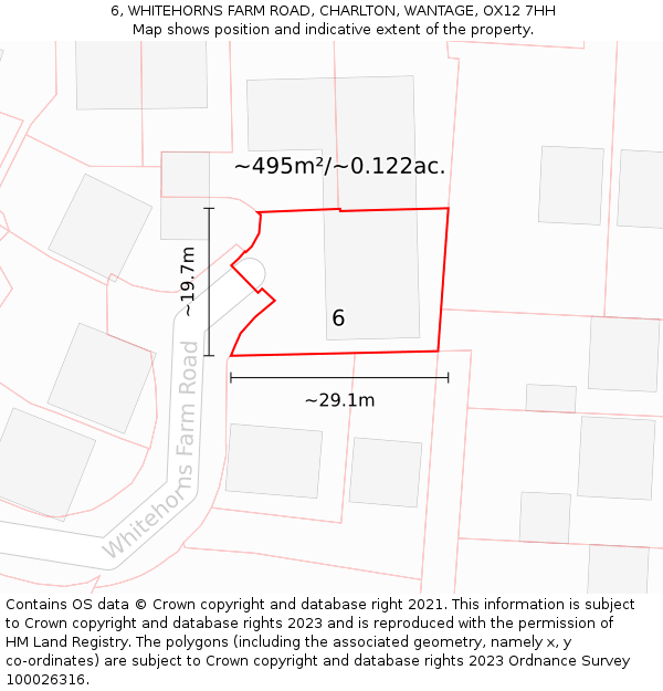 6, WHITEHORNS FARM ROAD, CHARLTON, WANTAGE, OX12 7HH: Plot and title map
