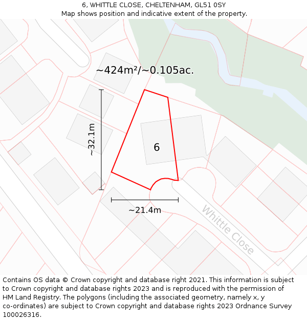 6, WHITTLE CLOSE, CHELTENHAM, GL51 0SY: Plot and title map