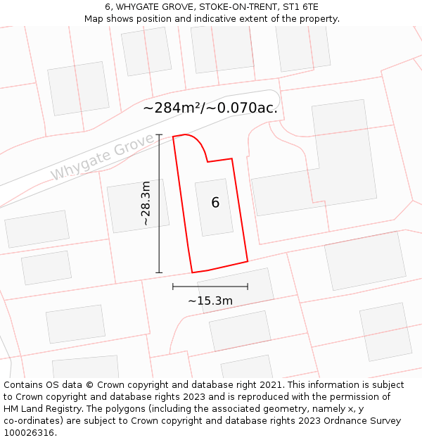 6, WHYGATE GROVE, STOKE-ON-TRENT, ST1 6TE: Plot and title map