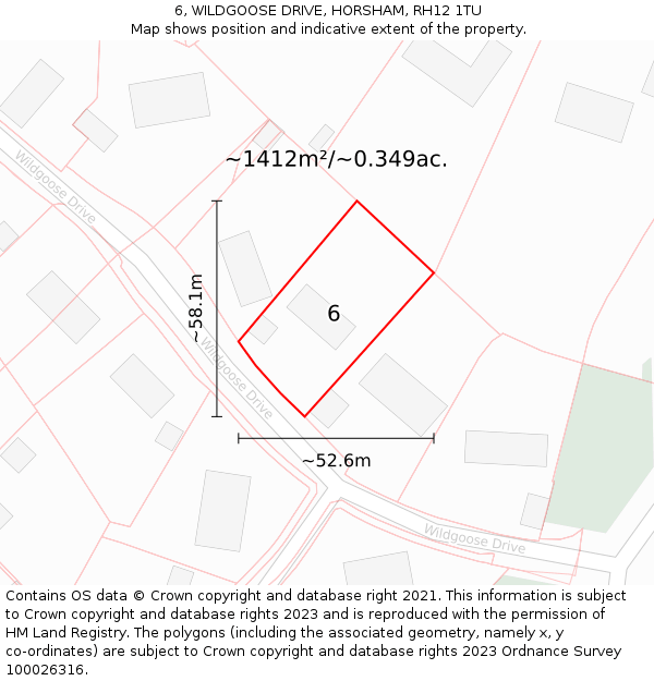 6, WILDGOOSE DRIVE, HORSHAM, RH12 1TU: Plot and title map