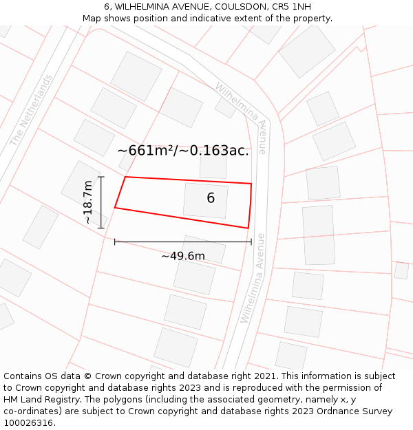 6, WILHELMINA AVENUE, COULSDON, CR5 1NH: Plot and title map