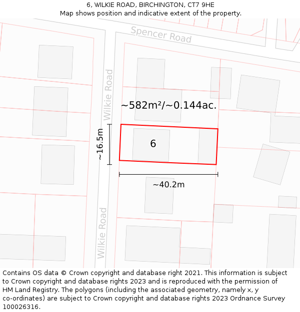 6, WILKIE ROAD, BIRCHINGTON, CT7 9HE: Plot and title map