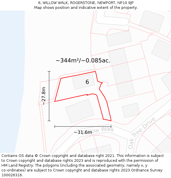6, WILLOW WALK, ROGERSTONE, NEWPORT, NP10 9JP: Plot and title map