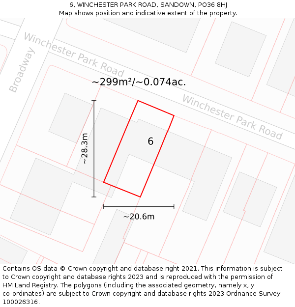 6, WINCHESTER PARK ROAD, SANDOWN, PO36 8HJ: Plot and title map