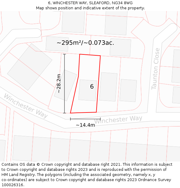 6, WINCHESTER WAY, SLEAFORD, NG34 8WG: Plot and title map