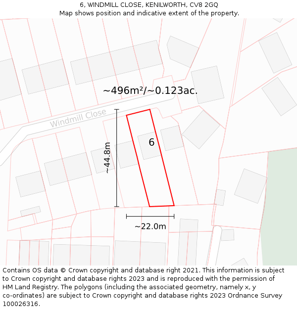 6, WINDMILL CLOSE, KENILWORTH, CV8 2GQ: Plot and title map