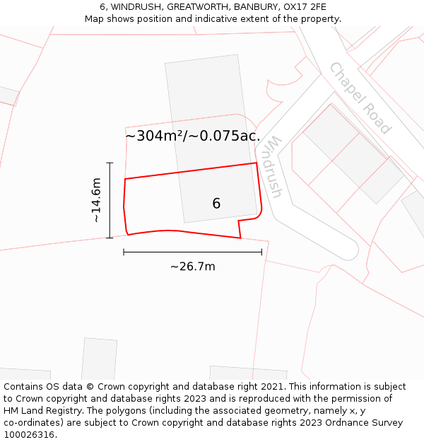 6, WINDRUSH, GREATWORTH, BANBURY, OX17 2FE: Plot and title map