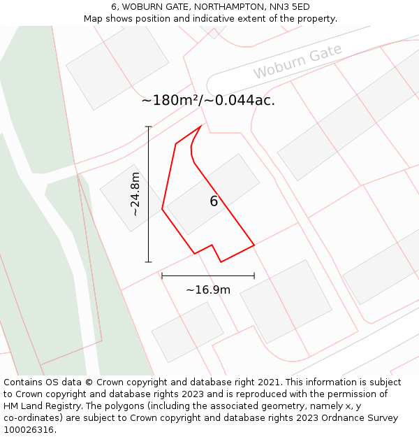 6, WOBURN GATE, NORTHAMPTON, NN3 5ED: Plot and title map