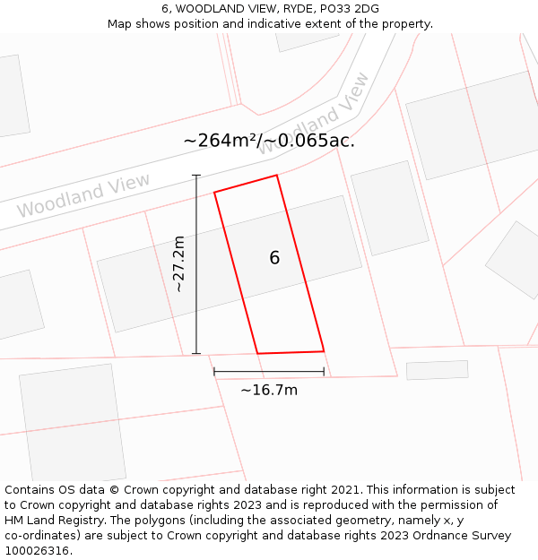 6, WOODLAND VIEW, RYDE, PO33 2DG: Plot and title map