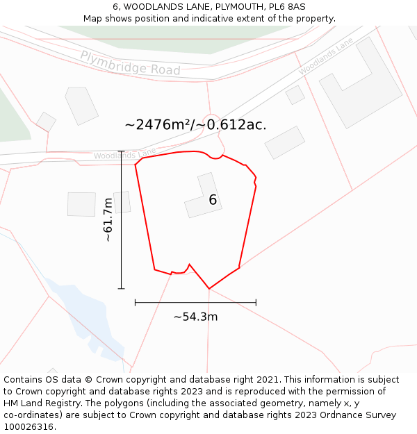 6, WOODLANDS LANE, PLYMOUTH, PL6 8AS: Plot and title map