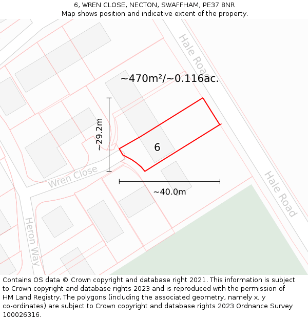 6, WREN CLOSE, NECTON, SWAFFHAM, PE37 8NR: Plot and title map