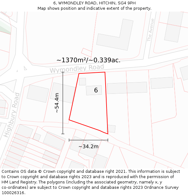 6, WYMONDLEY ROAD, HITCHIN, SG4 9PH: Plot and title map