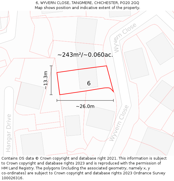 6, WYVERN CLOSE, TANGMERE, CHICHESTER, PO20 2GQ: Plot and title map