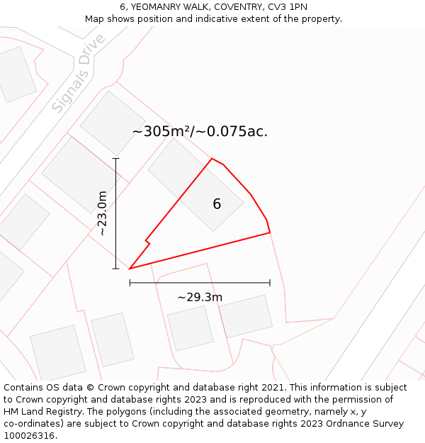 6, YEOMANRY WALK, COVENTRY, CV3 1PN: Plot and title map