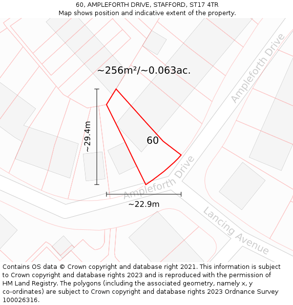 60, AMPLEFORTH DRIVE, STAFFORD, ST17 4TR: Plot and title map