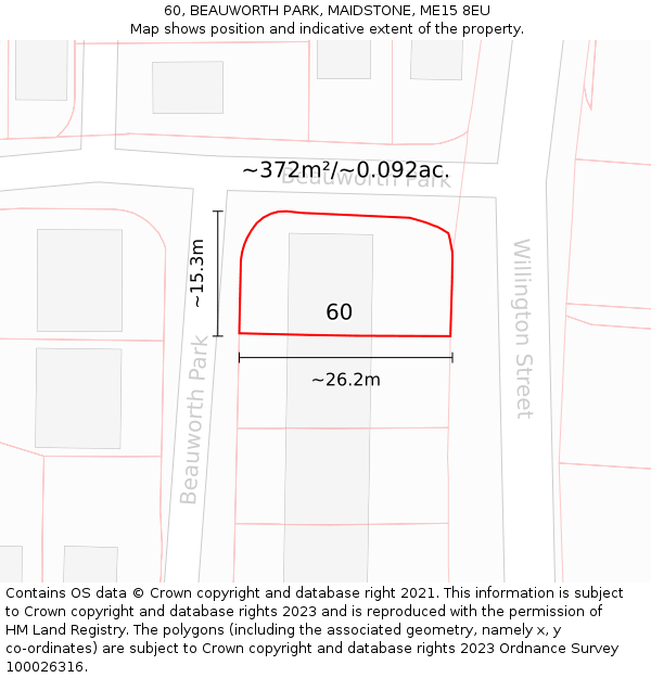 60, BEAUWORTH PARK, MAIDSTONE, ME15 8EU: Plot and title map