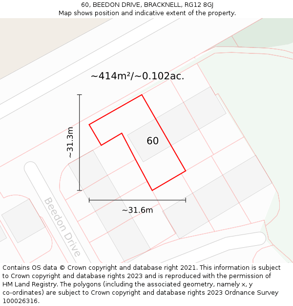 60, BEEDON DRIVE, BRACKNELL, RG12 8GJ: Plot and title map