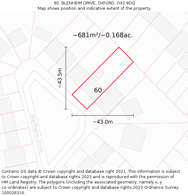 60, BLENHEIM DRIVE, OXFORD, OX2 8DQ: Plot and title map