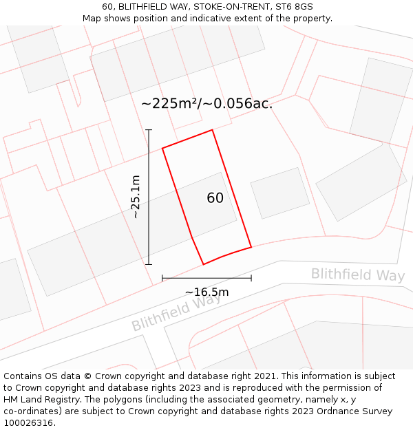 60, BLITHFIELD WAY, STOKE-ON-TRENT, ST6 8GS: Plot and title map