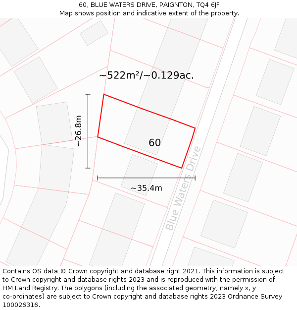 60, BLUE WATERS DRIVE, PAIGNTON, TQ4 6JF: Plot and title map