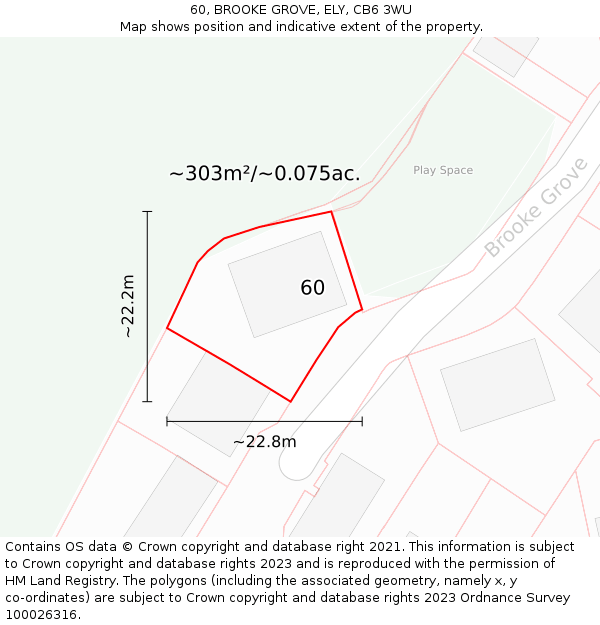 60, BROOKE GROVE, ELY, CB6 3WU: Plot and title map