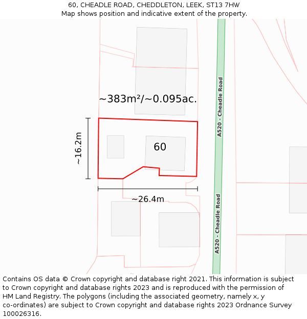 60, CHEADLE ROAD, CHEDDLETON, LEEK, ST13 7HW: Plot and title map