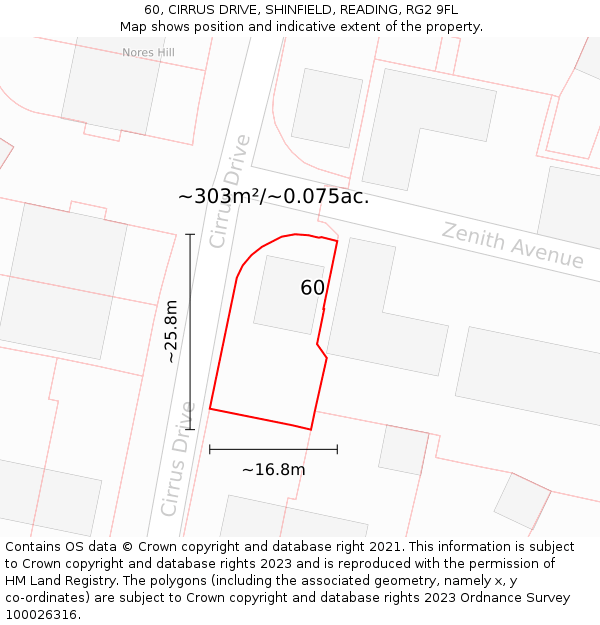 60, CIRRUS DRIVE, SHINFIELD, READING, RG2 9FL: Plot and title map