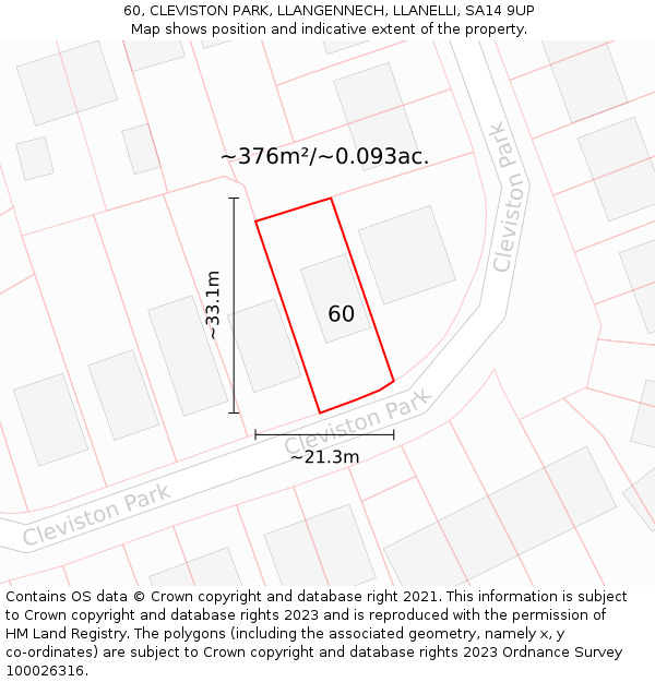 60, CLEVISTON PARK, LLANGENNECH, LLANELLI, SA14 9UP: Plot and title map