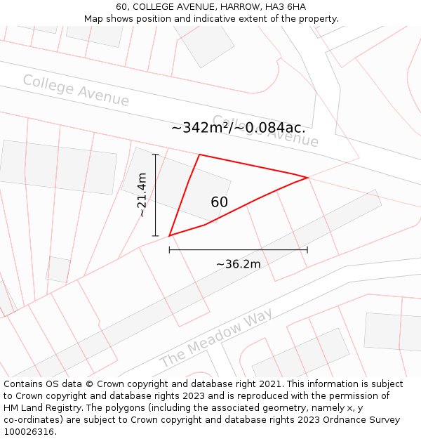60, COLLEGE AVENUE, HARROW, HA3 6HA: Plot and title map