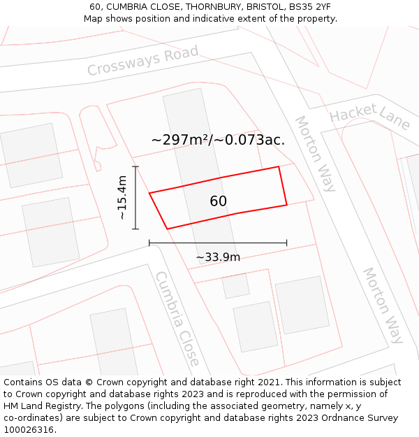 60, CUMBRIA CLOSE, THORNBURY, BRISTOL, BS35 2YF: Plot and title map